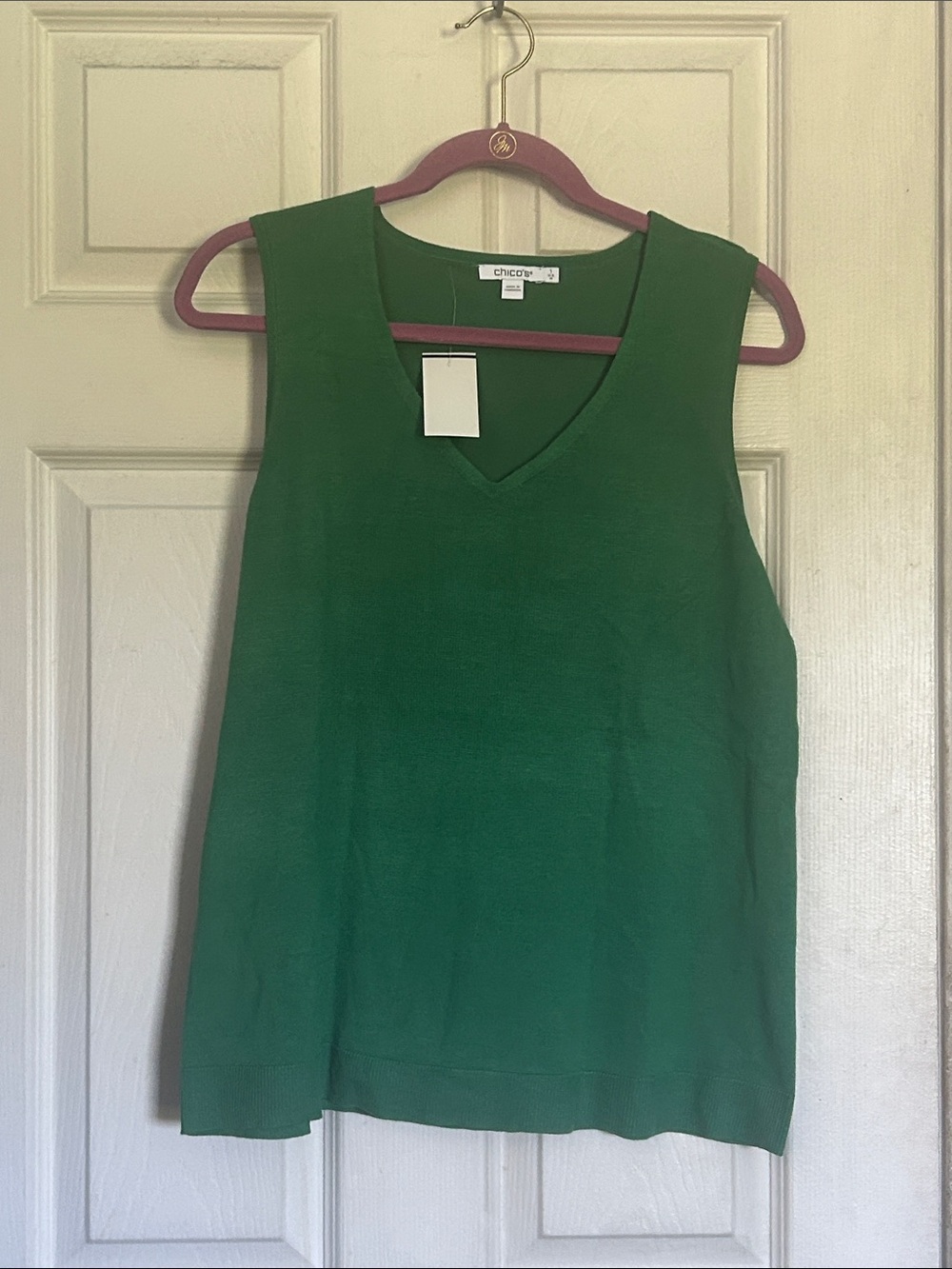 NWT Chico’s v neck sweater tank Jarden green size medium